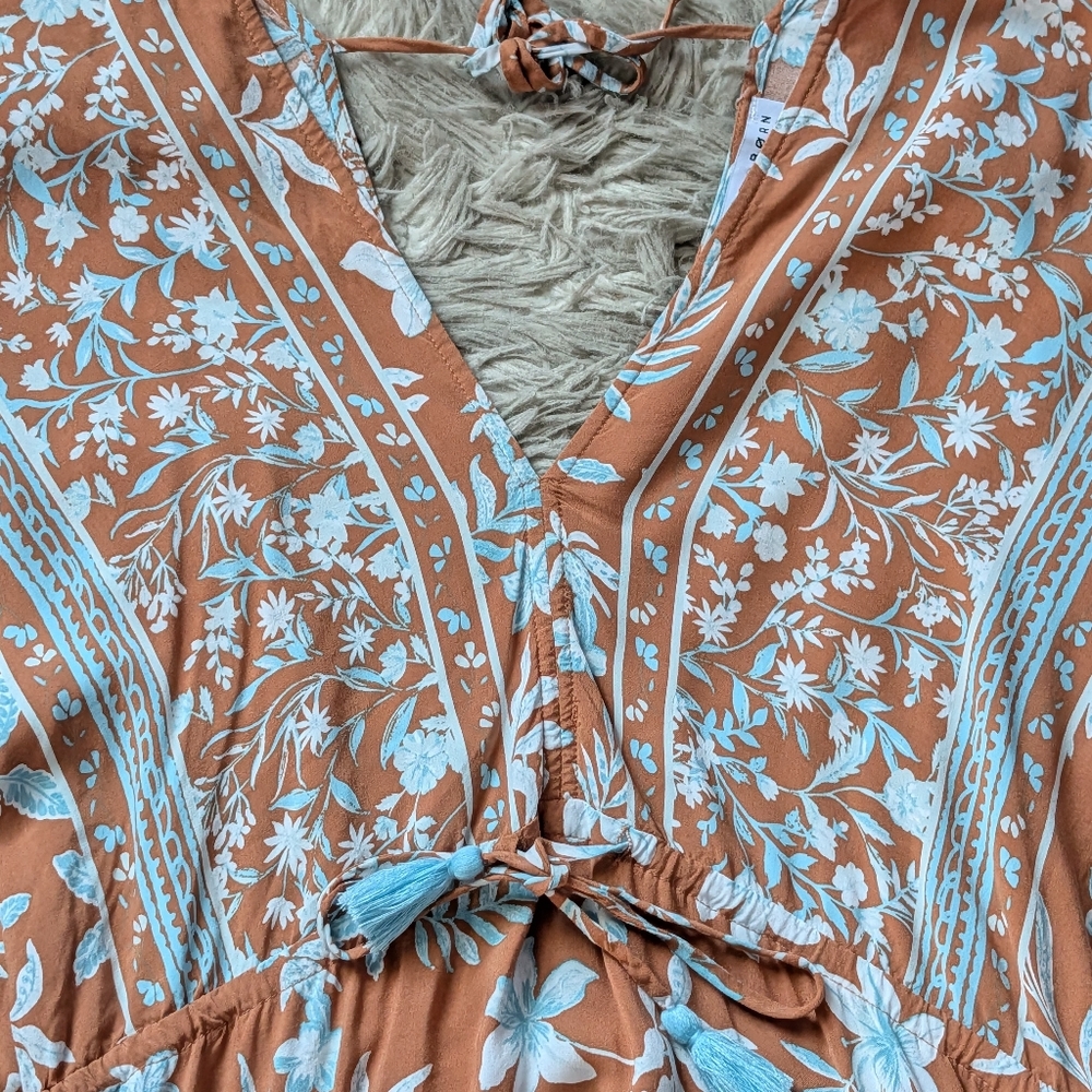 EUC Baltic Born Adria Mini Dress in Camel and Blue - Picture 9 of 16